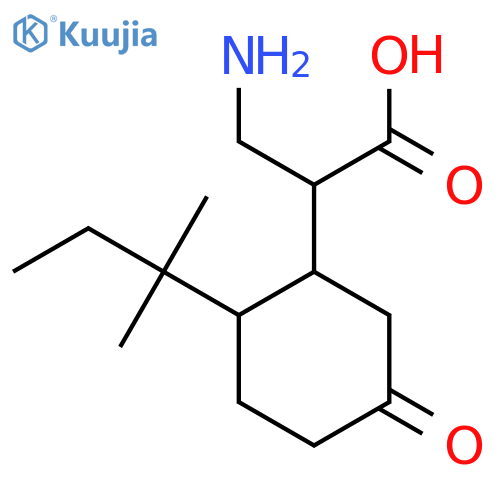 3-Amino-2-[2-(2-methylbutan-2-yl)-5-oxocyclohexyl]propanoic acid structure