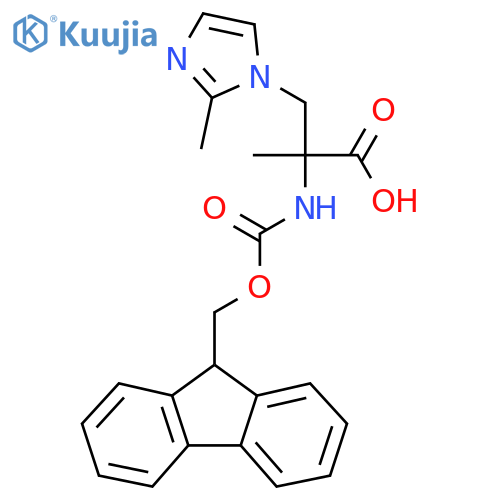 2-({(9H-fluoren-9-yl)methoxycarbonyl}amino)-2-methyl-3-(2-methyl-1H-imidazol-1-yl)propanoic acid structure