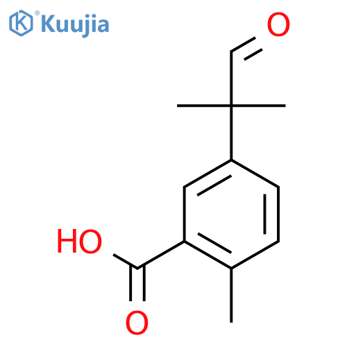 2-methyl-5-(2-methyl-1-oxopropan-2-yl)benzoic acid structure