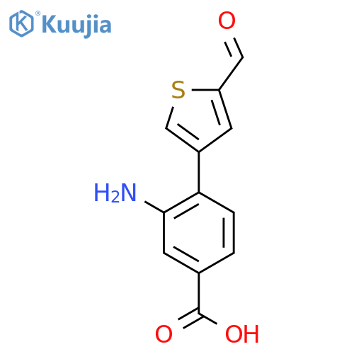 3-amino-4-(5-formylthiophen-3-yl)benzoic acid structure