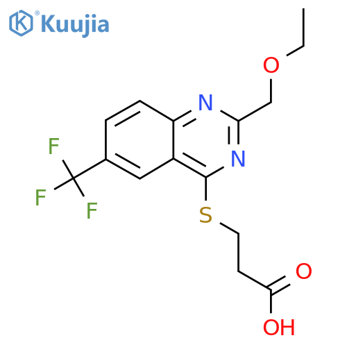 3-{[2-(Ethoxymethyl)-6-(trifluoromethyl)quinazolin-4-yl]sulfanyl}propanoic acid structure