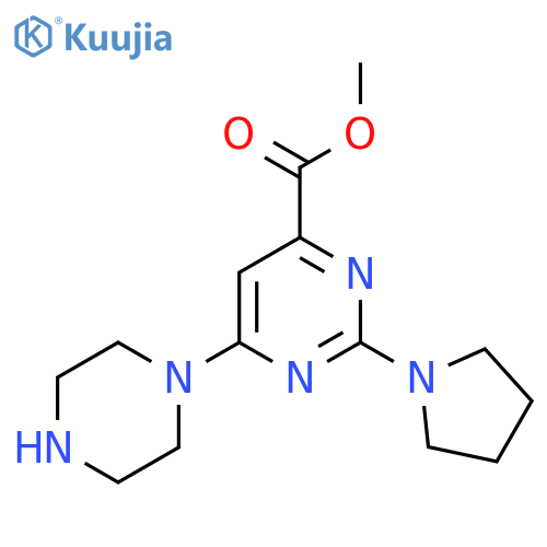 Methyl 6-(piperazin-1-yl)-2-(pyrrolidin-1-yl)pyrimidine-4-carboxylate structure