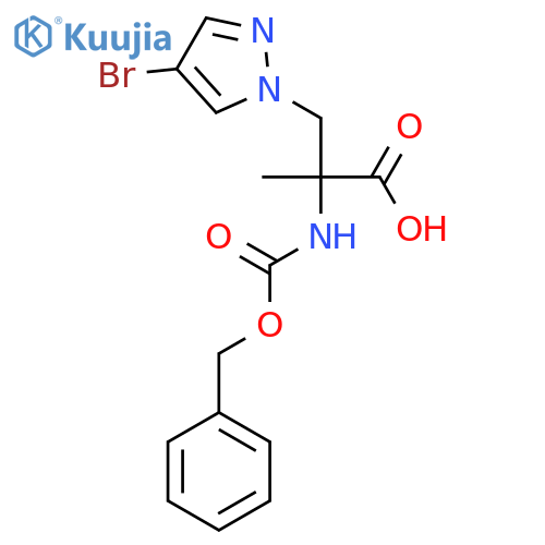 2-{(benzyloxy)carbonylamino}-3-(4-bromo-1H-pyrazol-1-yl)-2-methylpropanoic acid structure