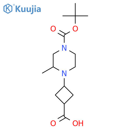 3-{4-(tert-butoxy)carbonyl-2-methylpiperazin-1-yl}cyclobutane-1-carboxylic acid structure