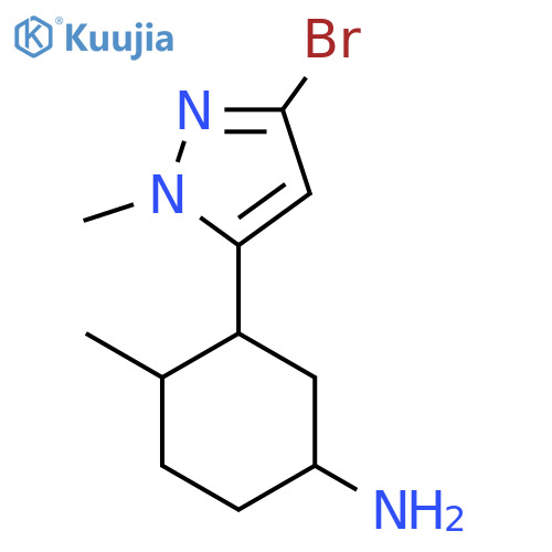 3-(3-bromo-1-methyl-1H-pyrazol-5-yl)-4-methylcyclohexan-1-amine structure