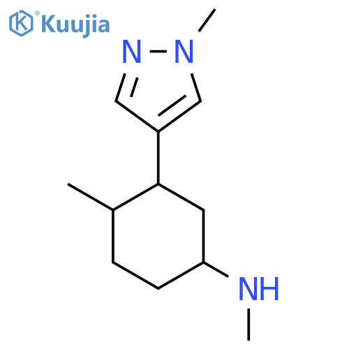 N,4-dimethyl-3-(1-methyl-1H-pyrazol-4-yl)cyclohexan-1-amine structure