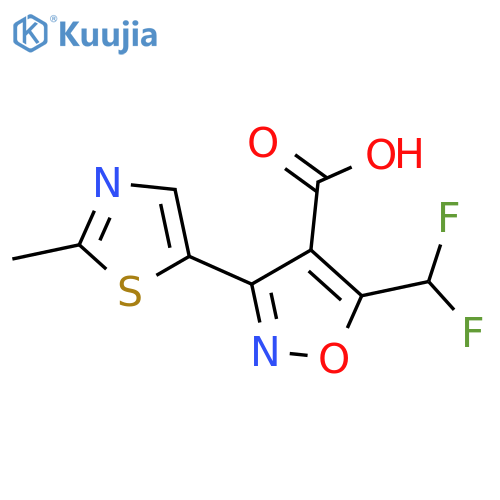 5-(Difluoromethyl)-3-(2-methyl-1,3-thiazol-5-yl)-1,2-oxazole-4-carboxylic acid structure