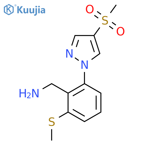 2-(4-methanesulfonyl-1H-pyrazol-1-yl)-6-(methylsulfanyl)phenylmethanamine structure