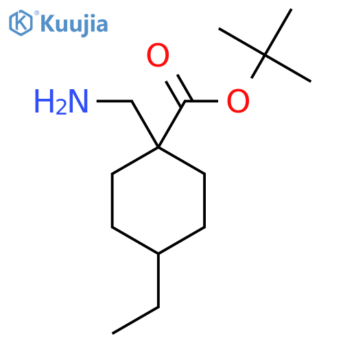 tert-butyl 1-(aminomethyl)-4-ethylcyclohexane-1-carboxylate structure