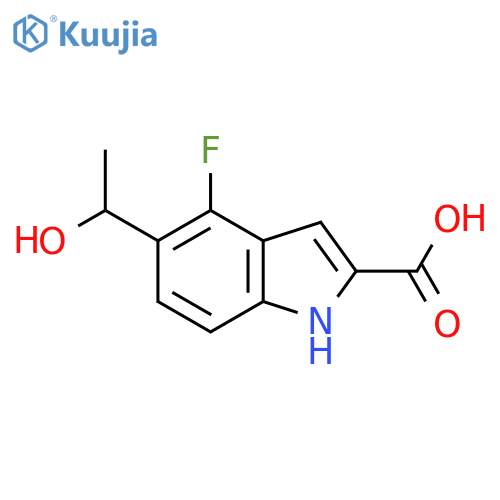 4-Fluoro-5-(1-hydroxyethyl)-1H-indole-2-carboxylic acid structure