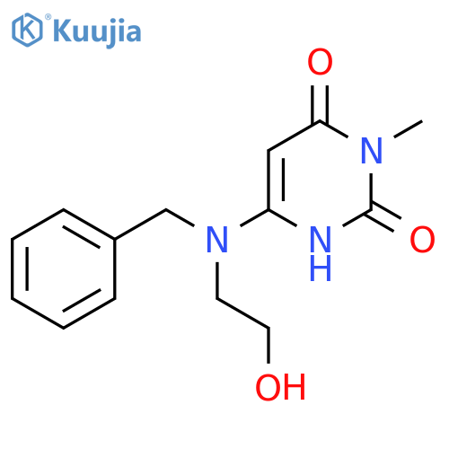 6-[Benzyl(2-hydroxyethyl)amino]-3-methyl-1,2,3,4-tetrahydropyrimidine-2,4-dione structure