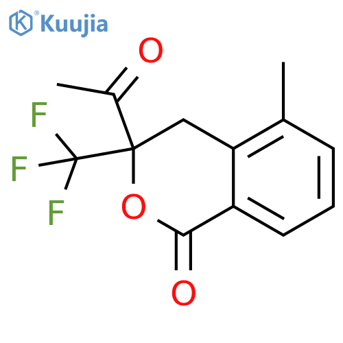 1H-2-Benzopyran-1-one, 3-acetyl-3,4-dihydro-5-methyl-3-(trifluoromethyl)- structure