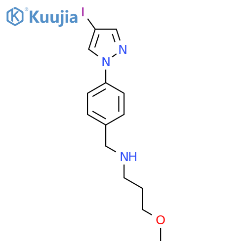 {4-(4-iodo-1H-pyrazol-1-yl)phenylmethyl}(3-methoxypropyl)amine structure
