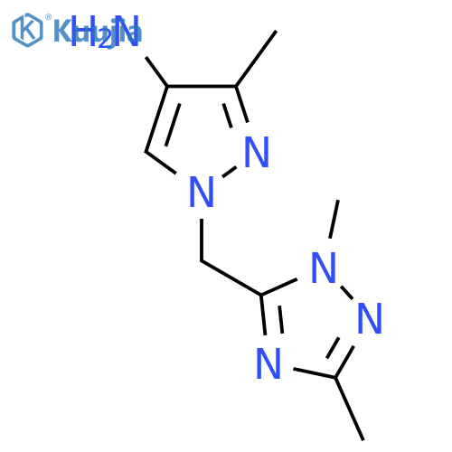 1-(dimethyl-1H-1,2,4-triazol-5-yl)methyl-3-methyl-1H-pyrazol-4-amine structure