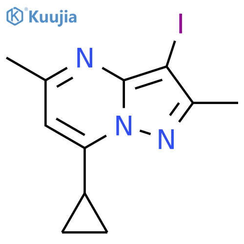 7-cyclopropyl-3-iodo-2,5-dimethylpyrazolo1,5-apyrimidine structure