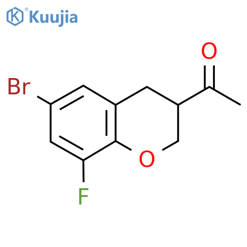 1-(6-bromo-8-fluoro-3,4-dihydro-2H-1-benzopyran-3-yl)ethan-1-one structure