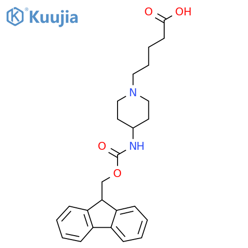 5-[4-({[(9H-fluoren-9-yl)methoxy]carbonyl}amino)piperidin-1-yl]pentanoic acid structure
