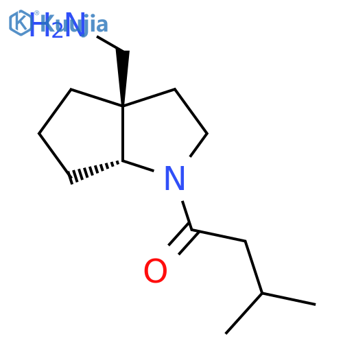 rac-1-[(3aR,6aR)-3a-(aminomethyl)-octahydrocyclopenta[b]pyrrol-1-yl]-3-methylbutan-1-one structure