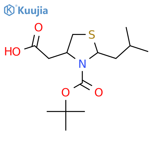2-{3-[(Tert-butoxy)carbonyl]-2-(2-methylpropyl)-1,3-thiazolidin-4-yl}acetic acid structure