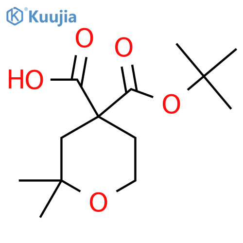 4-(tert-butoxy)carbonyl-2,2-dimethyloxane-4-carboxylic acid structure