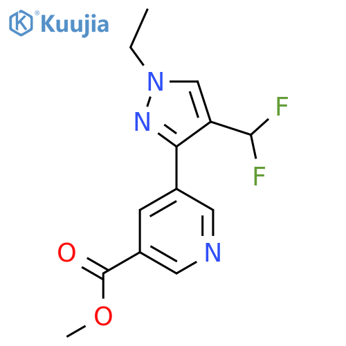 methyl 5-[4-(difluoromethyl)-1-ethyl-1H-pyrazol-3-yl]pyridine-3-carboxylate structure