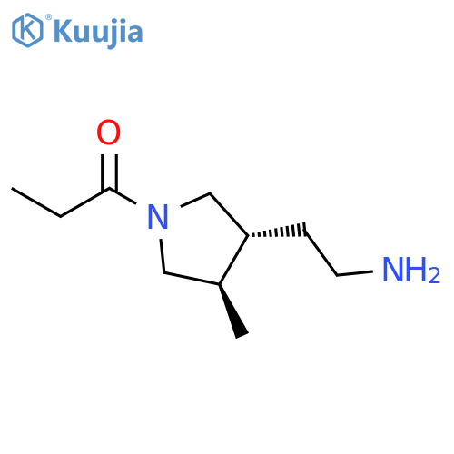 1-Propanone, 1-[(3R,4R)-3-(2-aminoethyl)-4-methyl-1-pyrrolidinyl]-, rel- structure