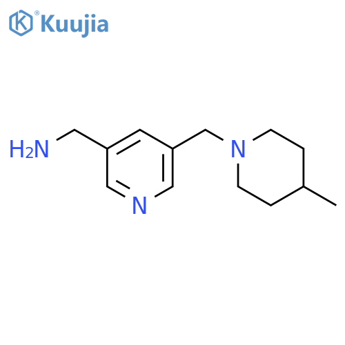 3-Pyridinemethanamine, 5-[(4-methyl-1-piperidinyl)methyl]- structure