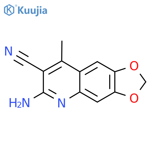 6-amino-8-methyl-2H-1,3dioxolo4,5-gquinoline-7-carbonitrile structure