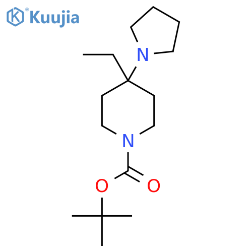 Tert-butyl 4-ethyl-4-(pyrrolidin-1-yl)piperidine-1-carboxylate structure
