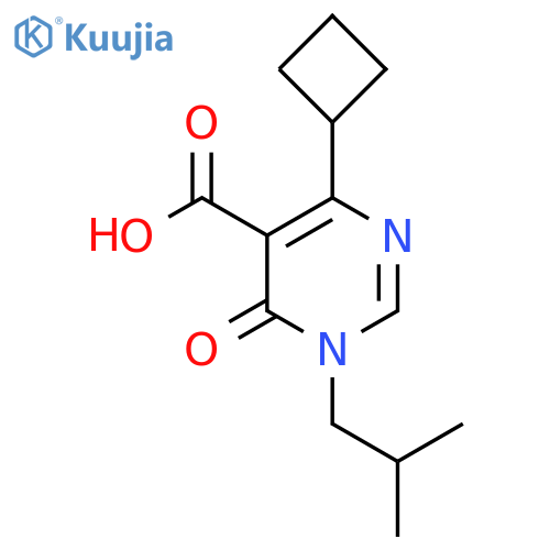 4-cyclobutyl-1-(2-methylpropyl)-6-oxo-1,6-dihydropyrimidine-5-carboxylic acid structure