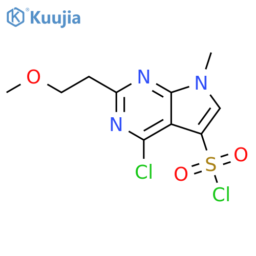 7H-Pyrrolo[2,3-d]pyrimidine-5-sulfonyl chloride, 4-chloro-2-(2-methoxyethyl)-7-methyl- structure