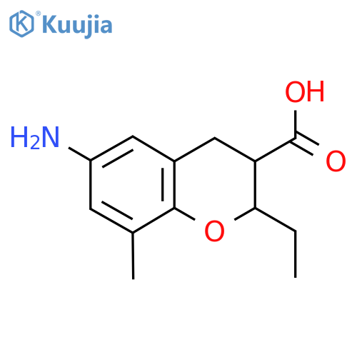 6-amino-2-ethyl-8-methyl-3,4-dihydro-2H-1-benzopyran-3-carboxylic acid structure