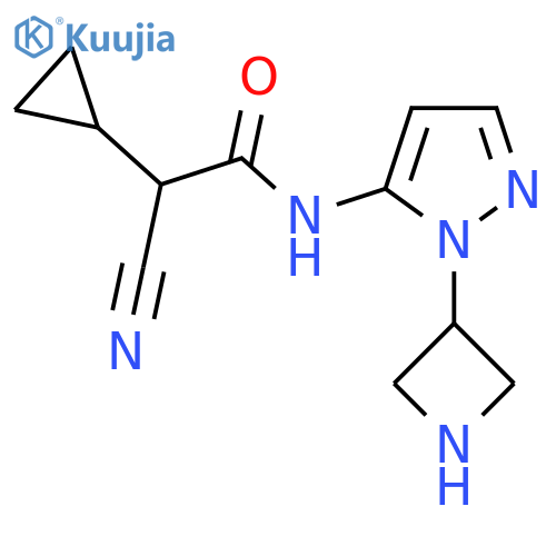 N-1-(azetidin-3-yl)-1H-pyrazol-5-yl-2-cyano-2-cyclopropylacetamide structure