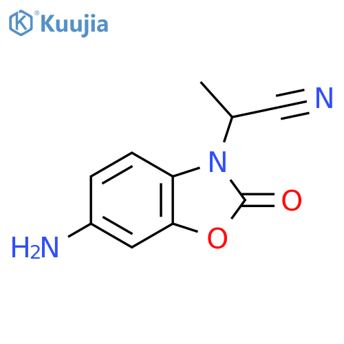 2-(6-amino-2-oxo-2,3-dihydro-1,3-benzoxazol-3-yl)propanenitrile structure