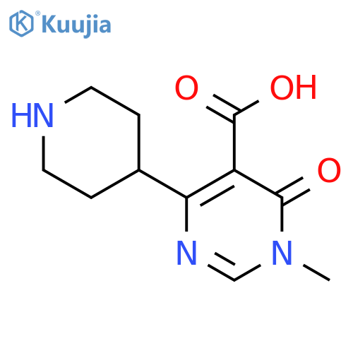 1-methyl-6-oxo-4-(piperidin-4-yl)-1,6-dihydropyrimidine-5-carboxylic acid structure