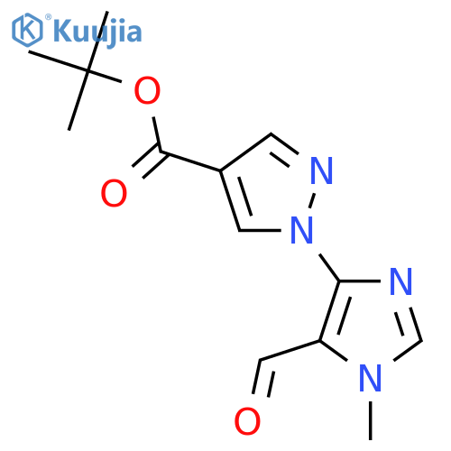 tert-butyl 1-(5-formyl-1-methyl-1H-imidazol-4-yl)-1H-pyrazole-4-carboxylate structure