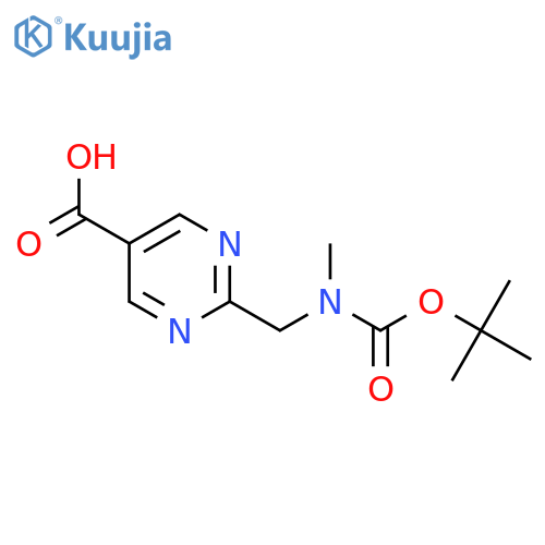 2-[[Methyl-[(2-methylpropan-2-yl)oxycarbonyl]amino]methyl]pyrimidine-5-carboxylic acid structure