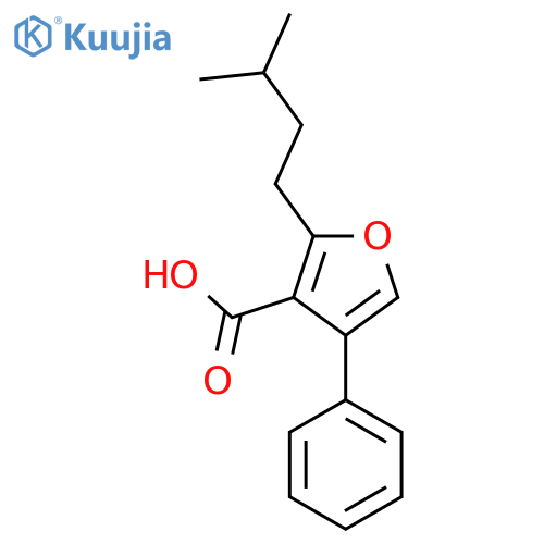 2-(3-methylbutyl)-4-phenylfuran-3-carboxylic acid structure