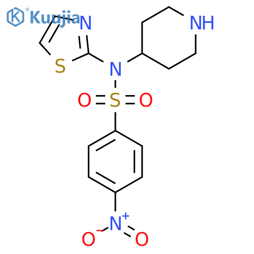4-nitro-N-(piperidin-4-yl)-N-(1,3-thiazol-2-yl)benzene-1-sulfonamide structure