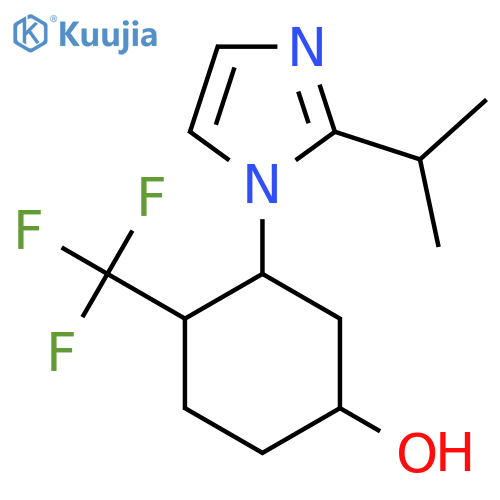 3-[2-(propan-2-yl)-1H-imidazol-1-yl]-4-(trifluoromethyl)cyclohexan-1-ol structure