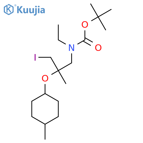 tert-butyl N-ethyl-N-{3-iodo-2-methyl-2-(4-methylcyclohexyl)oxypropyl}carbamate structure