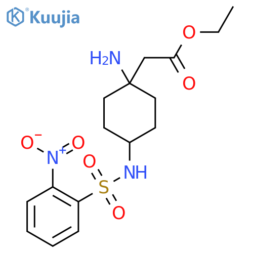 Ethyl 2-[1-amino-4-(2-nitrobenzenesulfonamido)cyclohexyl]acetate structure