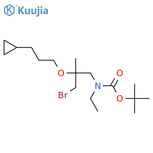 tert-butyl N-3-bromo-2-(3-cyclopropylpropoxy)-2-methylpropyl-N-ethylcarbamate structure