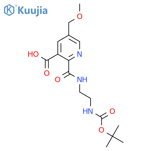 2-(2-{(tert-butoxy)carbonylamino}ethyl)carbamoyl-5-(methoxymethyl)pyridine-3-carboxylic acid structure