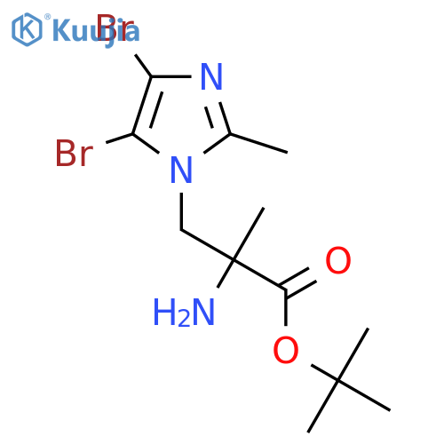 tert-butyl 2-amino-3-(4,5-dibromo-2-methyl-1H-imidazol-1-yl)-2-methylpropanoate structure