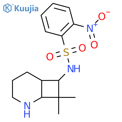 N-{8,8-dimethyl-2-azabicyclo[4.2.0]octan-7-yl}-2-nitrobenzene-1-sulfonamide structure
