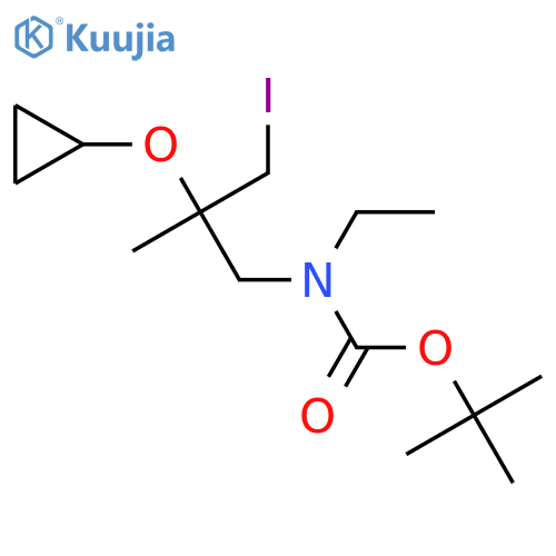tert-butyl N-(2-cyclopropoxy-3-iodo-2-methylpropyl)-N-ethylcarbamate structure