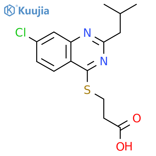 3-{[7-Chloro-2-(2-methylpropyl)quinazolin-4-yl]sulfanyl}propanoic acid structure