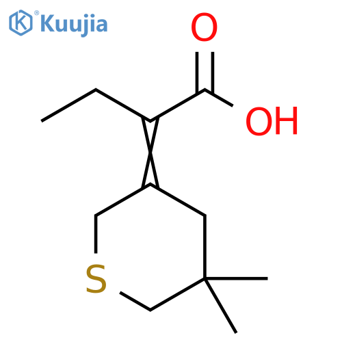 Butanoic acid, 2-(dihydro-5,5-dimethyl-2H-thiopyran-3(4H)-ylidene)- structure