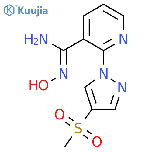 N'-hydroxy-2-(4-methanesulfonyl-1H-pyrazol-1-yl)pyridine-3-carboximidamide structure